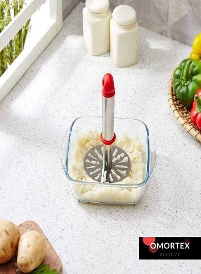 OMORTEX Daily Kitchen Use Combo Kitchen Tool Set Pack of 5 Powerfree Hand Blender Stainless Steel Bhaji Masher Whisk Spatula and Cleaning Brush Multipurpose Cooking Accessories - Image 2